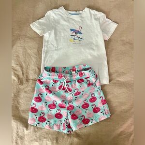 Janie and Jack swim trunks with matching shirt